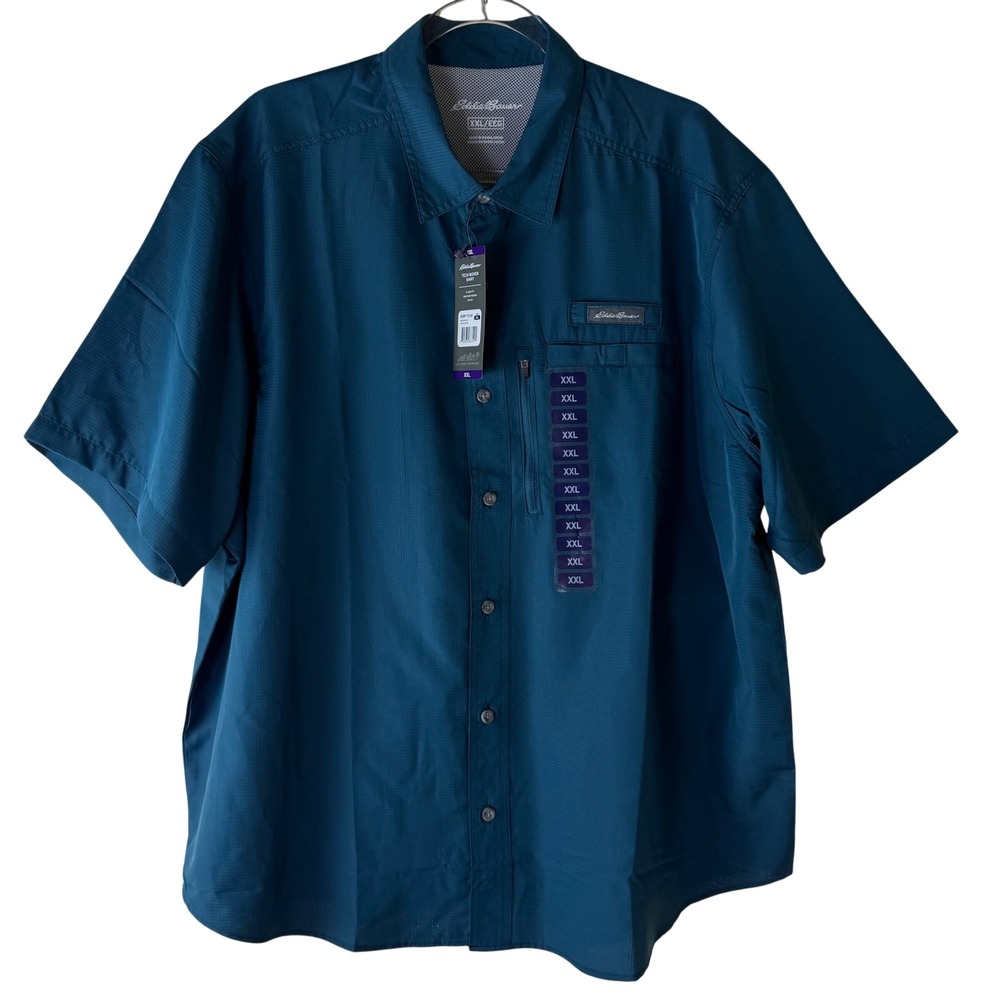 Eddie Bauer Tech Woven Shirt Mens XXL Short Sleeve UPF 40 Fishing Hiking NWT